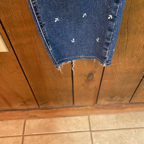 Tribal Women's Anchor Print Blue Skinny Jeans - Picture 6 of 6